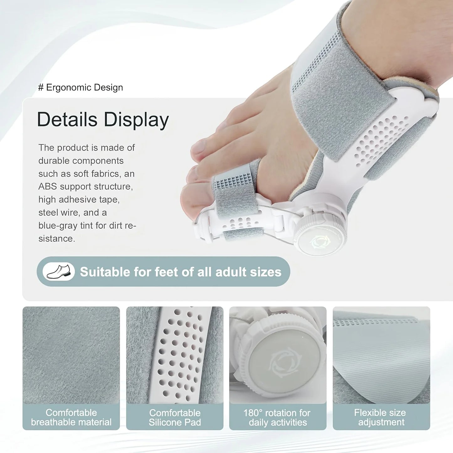 Coussinets Correcteurs d'Oignon du Pied Rotatifs – Orthèse Hallux Valgus Silicone