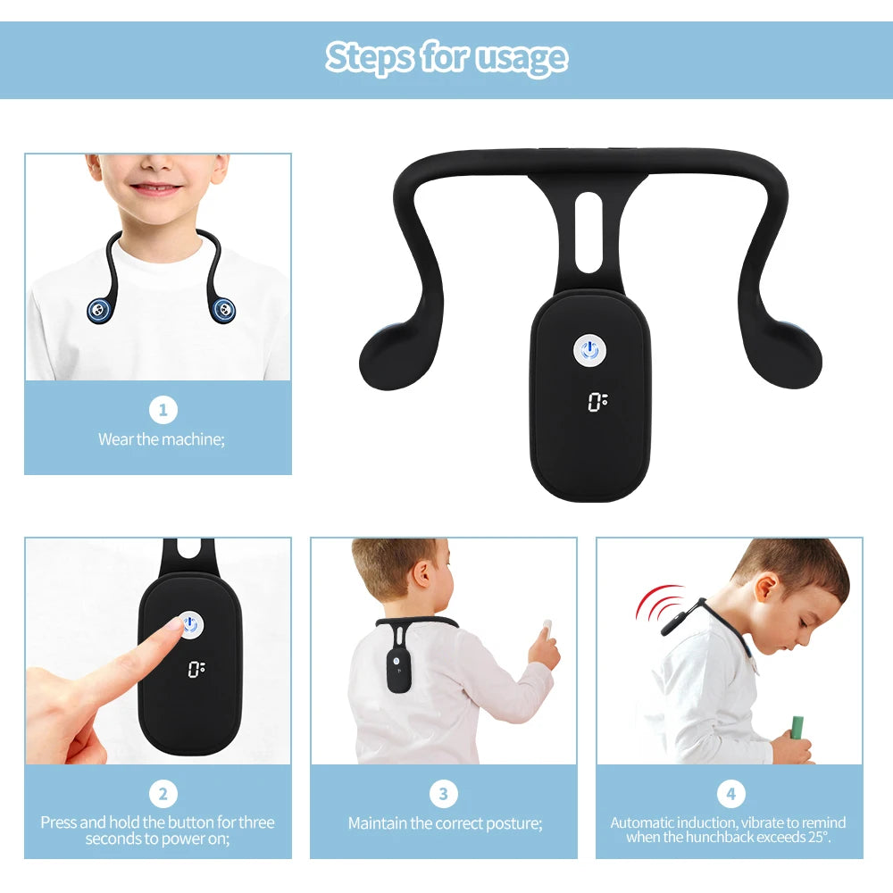 Correcteur de Posture Intelligent – Vibration & Surveillance Temps Réel | Adulte & Enfant